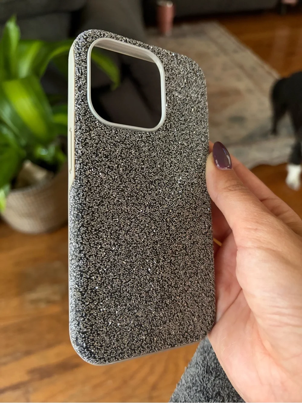 Swarovski High Smartphone Case for iPhone 15 Pro, silver tone crystals